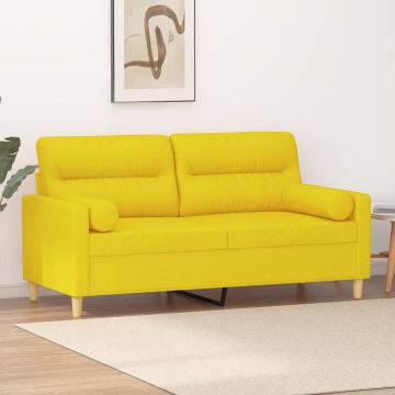 vidaXL Canapea cu 2 locuri cu pernuțe, galben deschis, 140 cm, textil