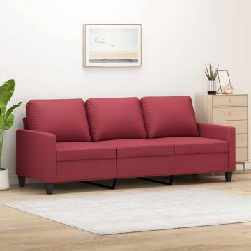 vidaXL Canapea cu 3 locuri, roșu vin, 180 cm, piele ecologică