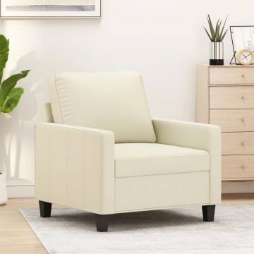 vidaXL Canapea de o persoană, crem, 60 cm, piele ecologică
