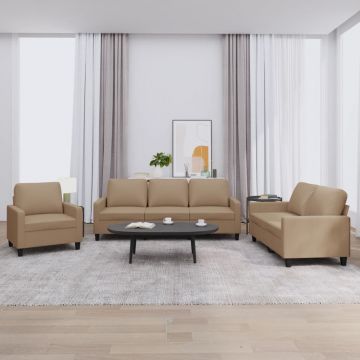 vidaXL Set de canapele cu perne, 3 piese, cappuccino, piele ecologică