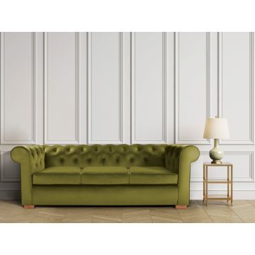Canapea Oxford Chesterfield, 93x214x75 cm, 3 locuri, Olive