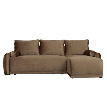 Coltar Extensibil Vida Interschimbabil Stanga/Dreapta, 5 Locuri, Lada Depozitare, Maro, 256 Cm