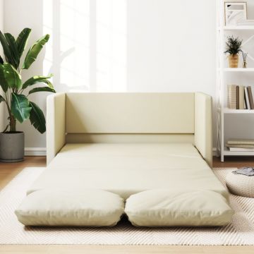 vidaXL Canapea extensibilă 2 în 1, crem, 112x174x55cm, piele ecologică