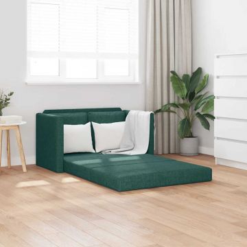 vidaXL Canapea extensibilă 2 în 1, verde închis, 112x174x55 cm, textil