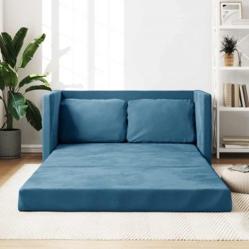 vidaXL Canapea extensibilă de podea 2 în 1, albastru, 122x204x55 cm