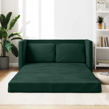vidaXL Canapea extensibilă de podea 2 în 1, verde închis, 122x204x55cm
