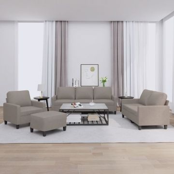 vidaXL Set de canapea cu perne, 4 piese, gri taupe, material textil