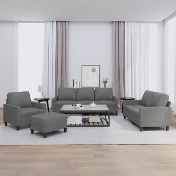 vidaXL Set de canapele cu perne, 4 piese, gri închis, textil
