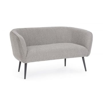 Canapea 2 locuri Avril, Bizzotto, 126 x 70 x 68 cm, otel/poliester Boucle, gri