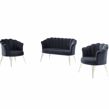 Set PAPATYA 2-1-1, canapea fixa 2 locuri, 2 fotolii fixe, gri antracit