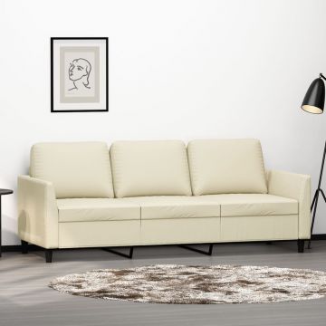 vidaXL Canapea cu 3 locuri, crem, 180 cm, piele ecologică