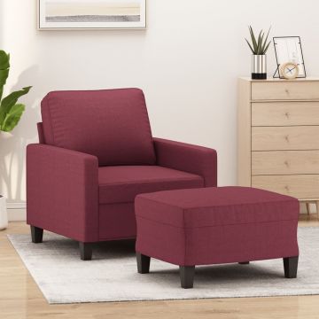 vidaXL Fotoliu canapea cu taburet, roșu vin, 60 cm, material textil
