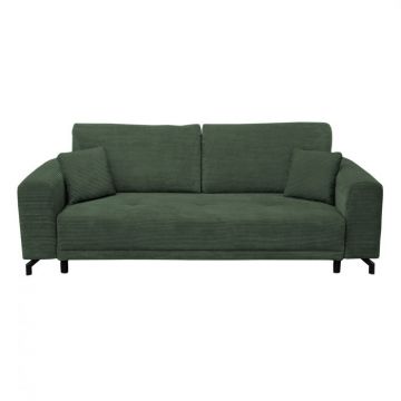 Canapea VEGA extensibila, 3 locuri, cu arcuri si lada depozitare, verde smarald, 237x110x73 cm