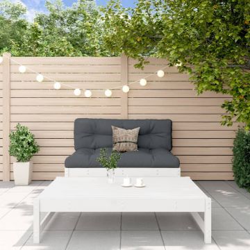 vidaXL Set mobilier relaxare grădină, 2 piese, alb, lemn masiv de pin