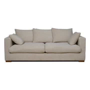 Canapea bej cu tapițerie din catifea reiată 220 cm Comfy – Scandic