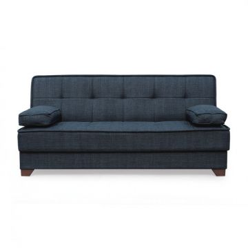 Canapea LEON II extensibila, 3 locuri, cu arcuri si lada depozitare, albastru, 190x82x88 cm