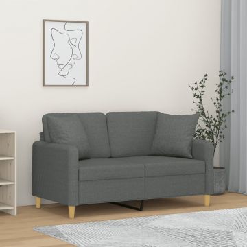 vidaXL Canapea cu 2 locuri cu pernuțe, gri închis, 120 cm, textil