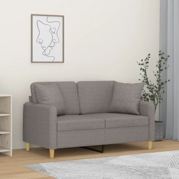vidaXL Canapea cu 2 locuri cu pernuțe, gri taupe, 120 cm, textil