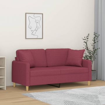 vidaXL Canapea cu 2 locuri cu pernuțe, roșu vin, 140 cm, textil