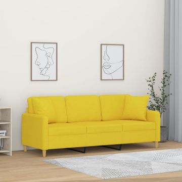 vidaXL Canapea cu 3 locuri cu pernuțe, galben deschis, 180 cm, textil