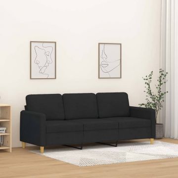 vidaXL Canapea cu 3 locuri, negru, 180 cm, material textil