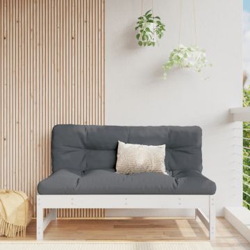 vidaXL Canapea de mijloc de grădină, alb, 120x80 cm, lemn masiv pin