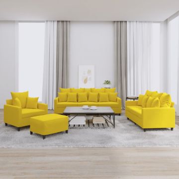 vidaXL Set de canapele cu perne, 4 piese, galben, catifea