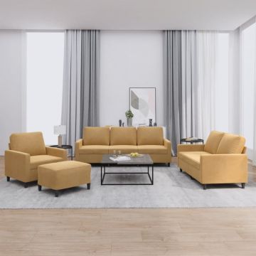 vidaXL Set de canapele cu perne, 4 piese, maro, catifea