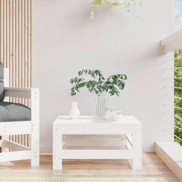 vidaXL Taburet de grădină, alb, lemn masiv de pin