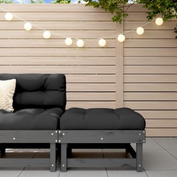 vidaXL Taburet de grădină, gri, lemn masiv de pin