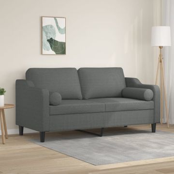 vidaXL Canapea cu 2 locuri cu pernuțe, gri închis, 140 cm, textil