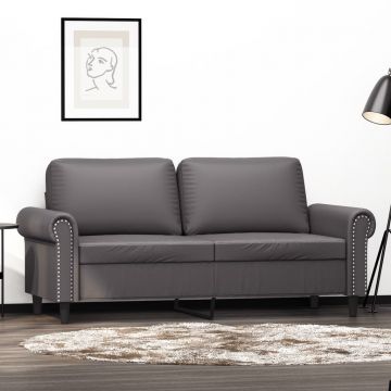 vidaXL Canapea cu 2 locuri, gri, 140 cm, piele ecologică