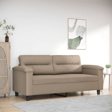 vidaXL Canapea cu 2 locuri, gri taupe, 140 cm, țesătură microfibră