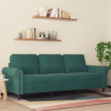 vidaXL Canapea cu 3 locuri, verde închis, 180 cm, catifea