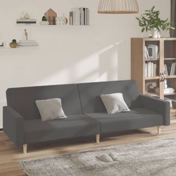 vidaXL Canapea extensibilă cu 2 locuri, gri deschis, țesătură