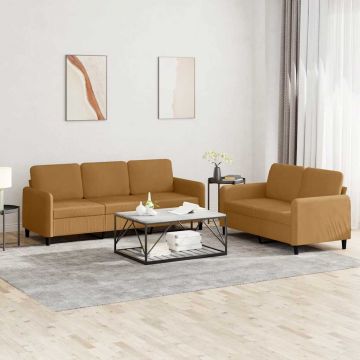 vidaXL Set canapea 2 piese, maro, catifea