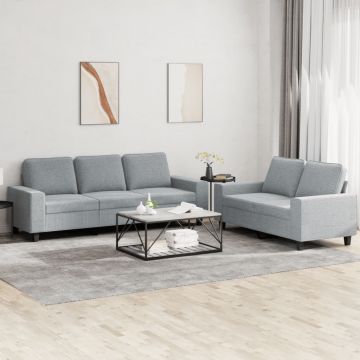 vidaXL Set de canapele, 2 piese, gri deschis, material textil