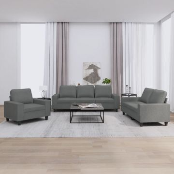 vidaXL Set de canapele, 3 piese, gri închis, textil
