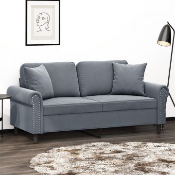 vidaXL Canapea cu 2 locuri cu pernuțe, gri închis, 140 cm, catifea