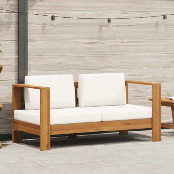 vidaXL Canapea de grădină cu pernă, alb crem, 140 cm, lemn de acacia