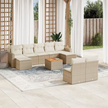 vidaXL Set canapele de grădină cu perne, 10 piese, bej, poliratan