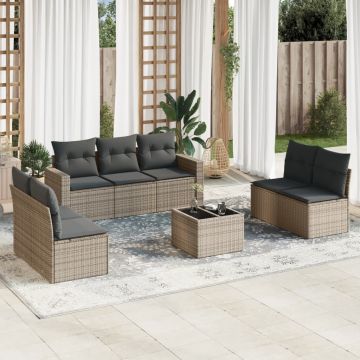 vidaXL Set canapele de grădină cu perne, 8 piese, gri, poliratan