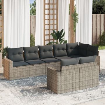 vidaXL Set canapele de grădină cu perne, 8 piese, gri, poliratan