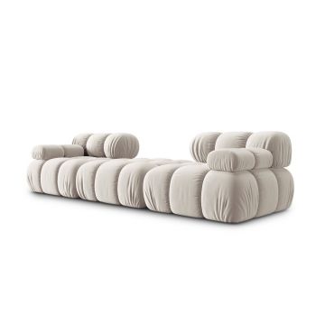Canapea modulara 3 locuri, Bellis, Micadoni Home, BL, 188x188x70 cm, catifea, bej deschis
