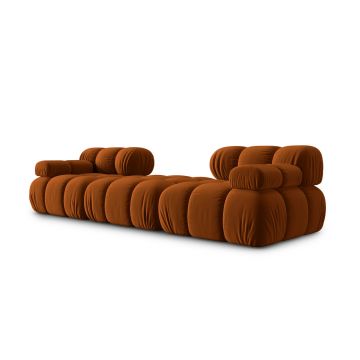Canapea modulara 3 locuri, Bellis, Micadoni Home, BL, 188x188x70 cm, catifea, caramiziu