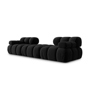 Canapea modulara 3 locuri, Bellis, Micadoni Home, BL, 188x188x70 cm, catifea, negru