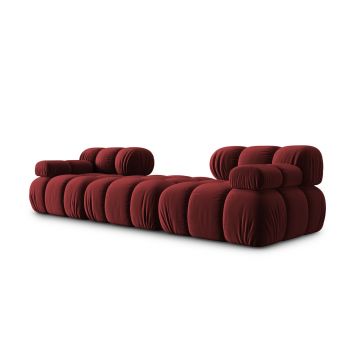 Canapea modulara 3 locuri, Bellis, Micadoni Home, BL, 188x188x70 cm, catifea, rosu inchis