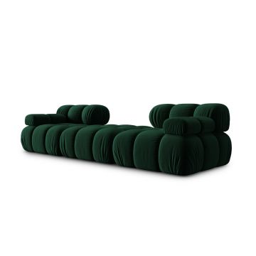 Canapea modulara 3 locuri, Bellis, Micadoni Home, BL, 188x188x70 cm, catifea, verde bottle