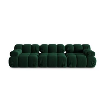 Canapea modulara 3 locuri, Bellis, Micadoni Home, BL, 282x94x70 cm, catifea, verde bottle
