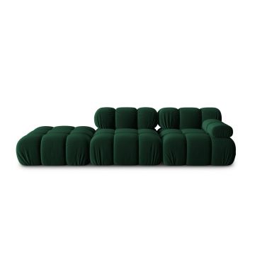 Canapea modulara 4 locuri, Bellis, Micadoni Home, BL, 282x94x70 cm, catifea, verde bottle